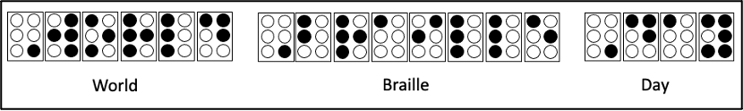 The sentence "World Braille Day" in Braille